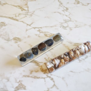 Ocean Sea Shells and Rocks Bar Sealed with Resin image 1