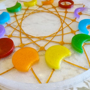 Moon Phase Decor Hang or use as a tray Divination Tools Made of Resin Rainbow