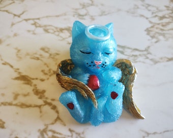 Cat Angel with Halo and Wings - 3D Cat Angel Figure -  Made in Resin