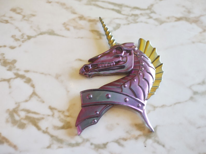 Skeleton Unicorn Head Magnet Skeleton Unicorn Resin Magnet Purple