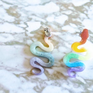 Pride Snake Earrings Pride Flag Snake Stud Style Earrings Pride Earrings image 4