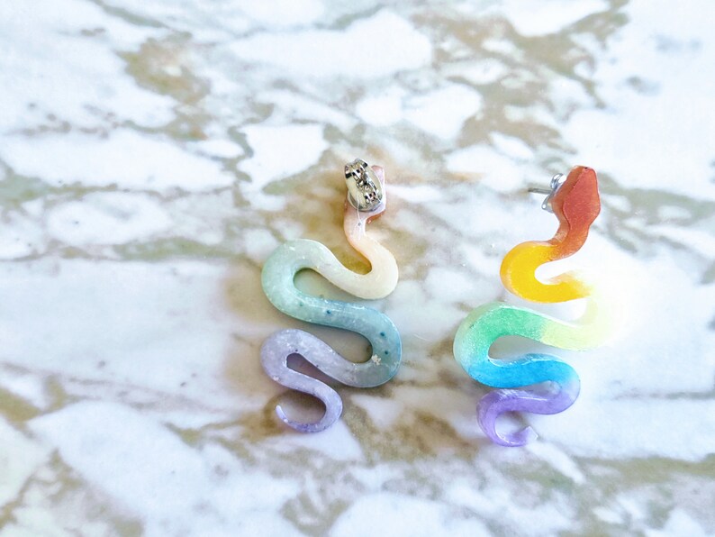 Pride Snake Earrings Pride Flag Snake Stud Style Earrings Pride Earrings image 4