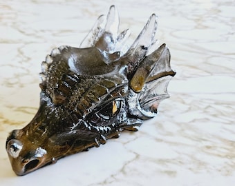Horned Dragon Head - 3D Decor - Made In Resin