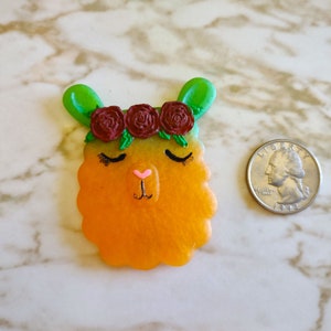 Llama with Rose headband Magnet Magnet Made In Resin Orange