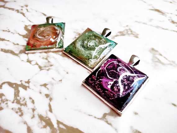 Cosmic Square Pendant - Necklace Pendant - Made of Resin