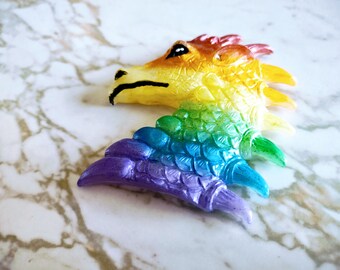 Pride Dragon Head Magnet -Rainbow Dragon - Resin Magnet