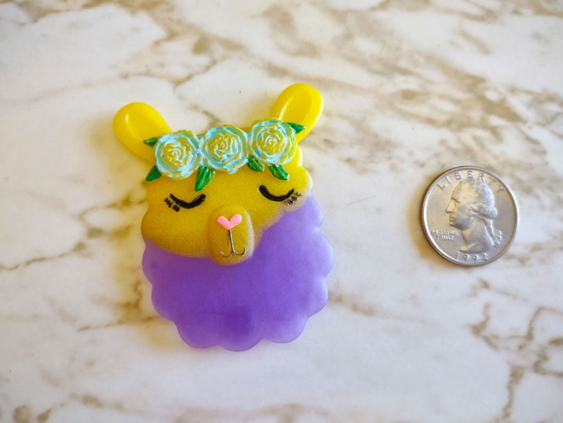 Llama with Rose headband Magnet Magnet Made In Resin image 5