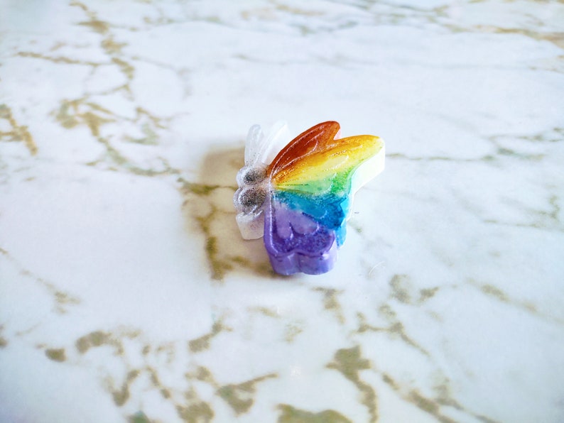 Pride Edition Rainbow Butterfly Semicolon Magnet and Pin Resin image 2