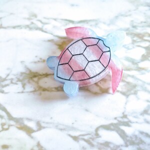 Trans Pride Turtle with White Lines Magnet Made In Resin image 3