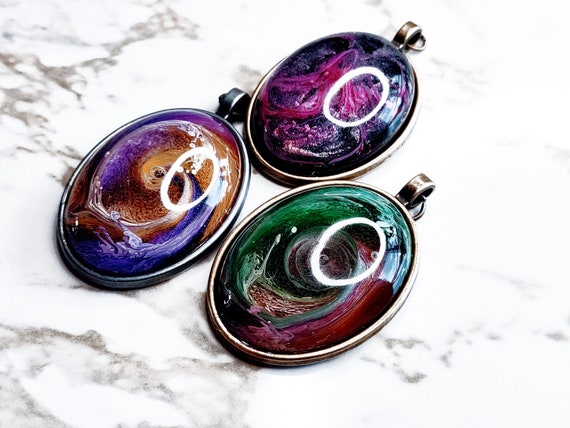 Cosmic Oval Pendant - Necklace Pendant - Made of Resin