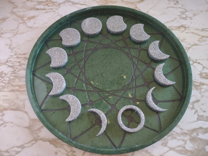 Moon Phase Decor Hang or use as a tray Divination Tools Made of Resin image 9