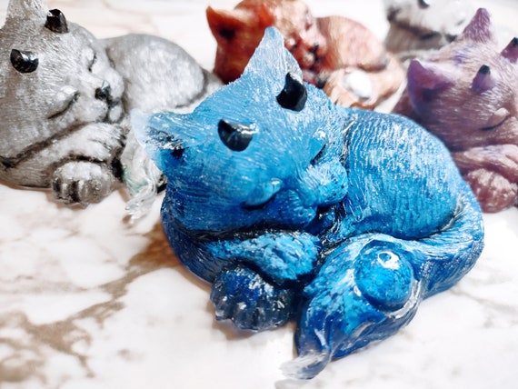 Sleeping Devil Cat - 3D Cat Figure -  Made in Resin