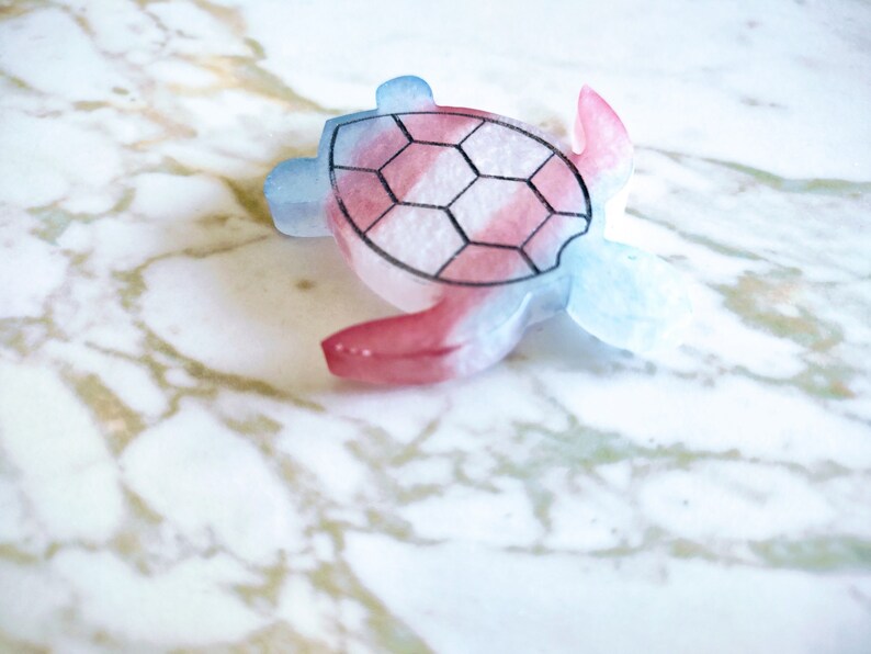 Trans Pride Turtle with White Lines Magnet Made In Resin image 1