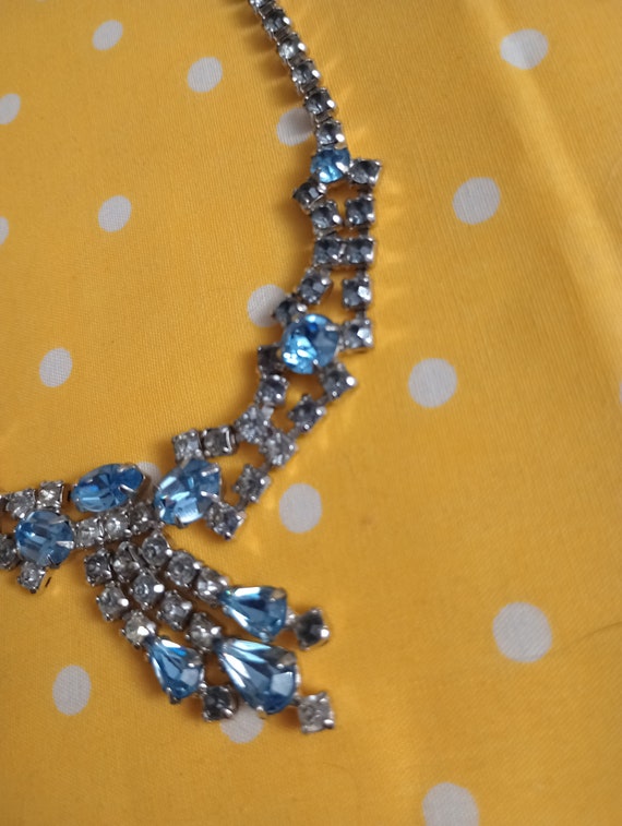 1950 Baby Blue Rhinestone Choker - image 3