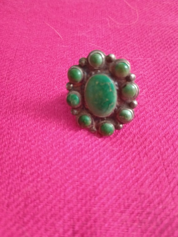Vintage Navajo Green Turquoise Ring
