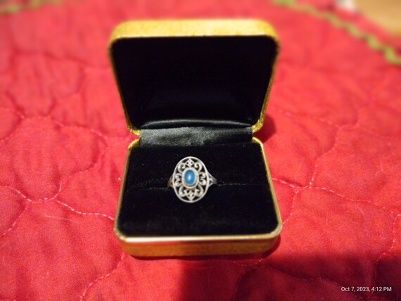 Sterling Blue Gemstone Ring - image 1