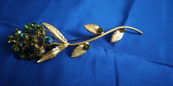 Vintage Austria Gemstone Flower Brooch - image 2