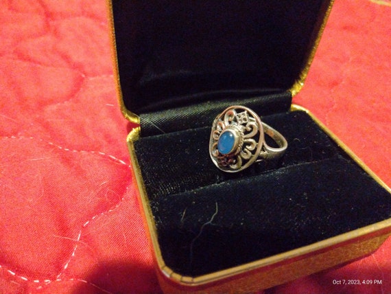 Sterling Blue Gemstone Ring - image 5