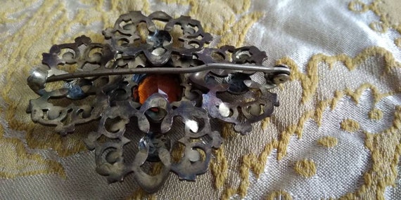 Antique Amber Filagree Brooch - image 3