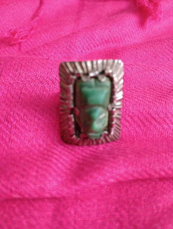 Vintage Mexican Jade Tribal Mask Ring