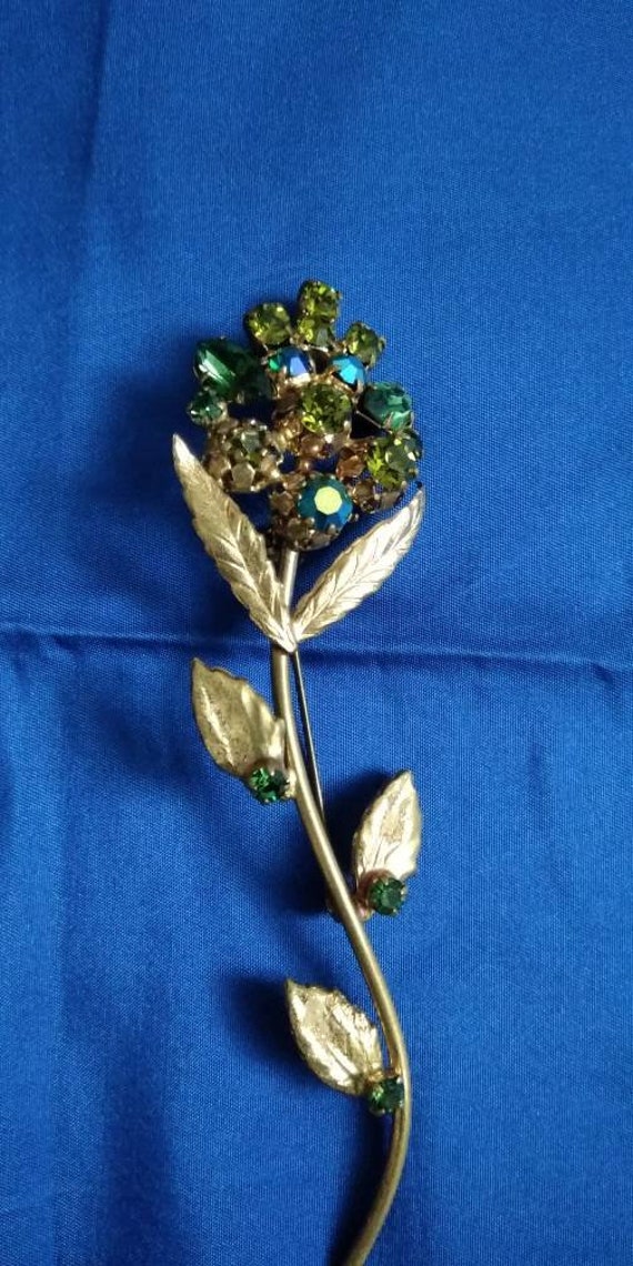 Vintage Austria Gemstone Flower Brooch