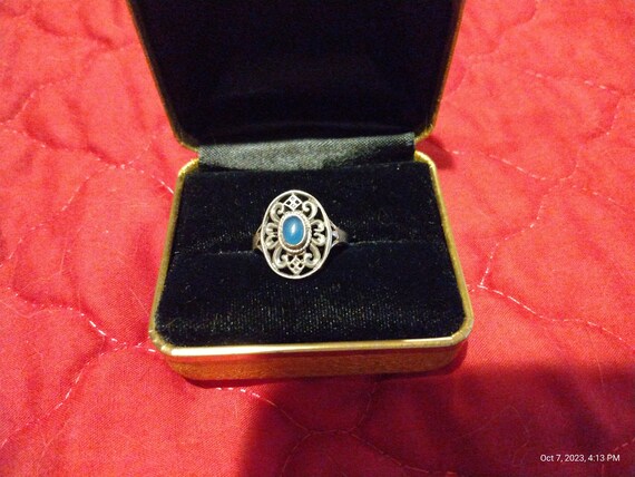 Sterling Blue Gemstone Ring - image 4