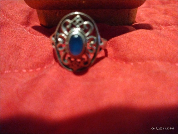 Sterling Blue Gemstone Ring - image 2