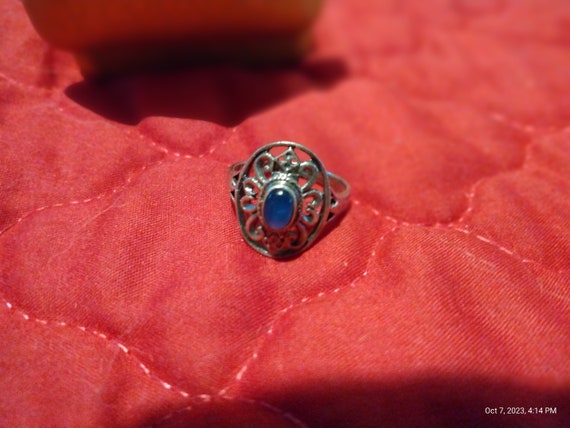 Sterling Blue Gemstone Ring - image 3