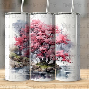 Cherry Blossom Tree Cherry Blossom20 Oz Ounce Skinny Tumbler Wrap Sublimation Design Digital Download PNG Tumbler Wrap