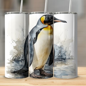 Emperor Penguin Penguin Art Penguin PNG 20 Oz Ounce Skinny Tumbler Wrap Sublimation Design Digital Download Penguin Gift PNG Tumbler Wrap