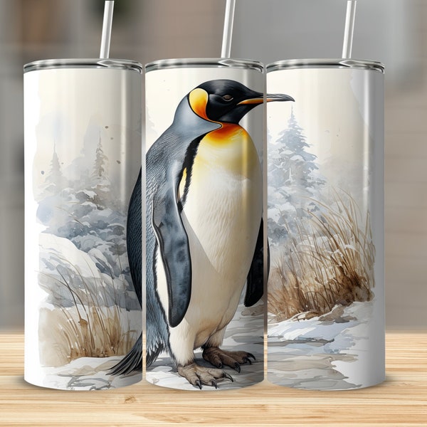 Emperor Penguin Penguin Art Penguin PNG 20 Oz Ounce Skinny Tumbler Wrap Sublimation Design Digital Download Penguin Gift PNG Tumbler Wrap