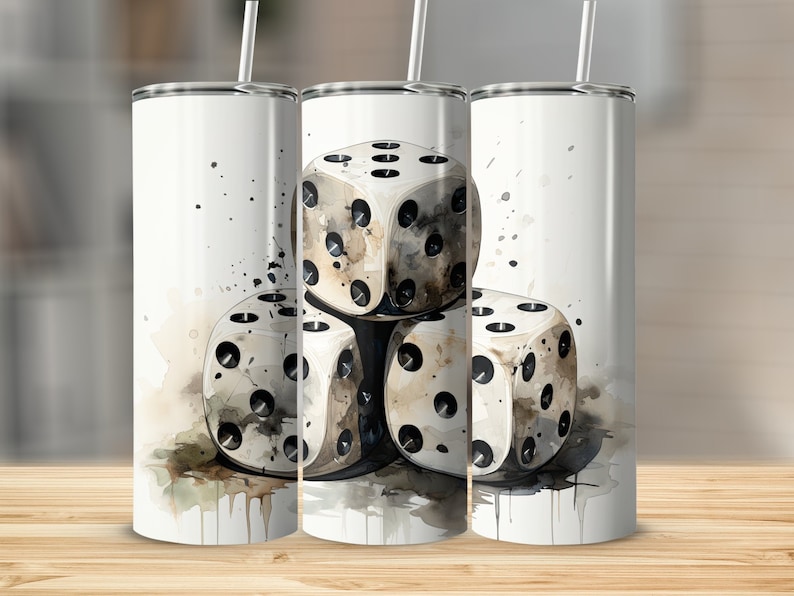 Dice Art Tumbler Wrap Dice PNG 20 Oz Ounce Skinny Tumbler Wrap