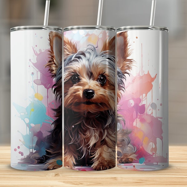 Yorkie Tumbler Wrap Yorkie Gifts Yorkie PNG 20 Oz Ounce Skinny Tumbler Wrap Sublimation Design Digital Download PNG Tumbler Wrap