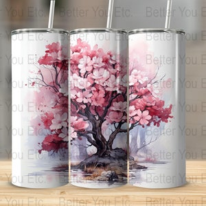 Cherry Blossom Tree Cherry Blossom20 Oz Ounce Skinny Tumbler Wrap Sublimation Design Digital Download PNG Tumbler Wrap