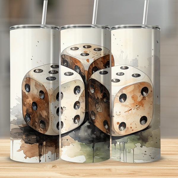 Dice Art Tumbler Wrap Dice PNG 20 Oz Ounce Skinny Tumbler Wrap Sublimation Design Digital Download PNG Tumbler Wrap Dice Sublimation