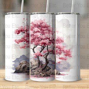 Cherry Blossom Tree Cherry Blossom20 Oz Ounce Skinny Tumbler Wrap Sublimation Design Digital Download PNG Tumbler Wrap