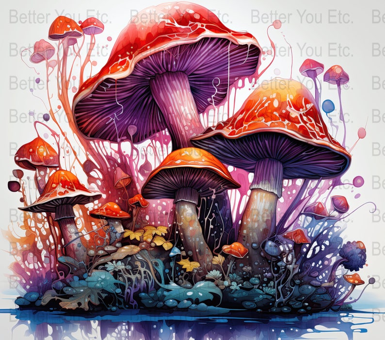 Magic Mushrooms Trippy Colorful Psychadelic Mushrooms 20 Oz - Etsy