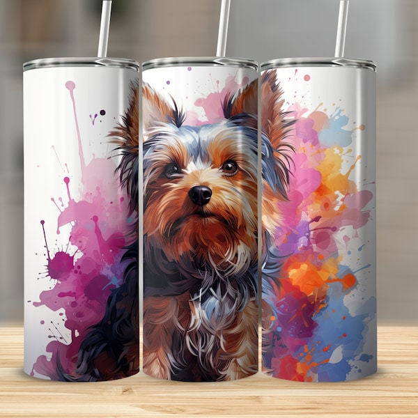 Yorkie Tumbler Wrap Yorkie Gifts Yorkie PNG 20 Oz Ounce Skinny Tumbler Wrap Sublimation Design Digital Download PNG Tumbler Wrap