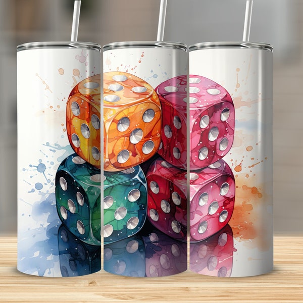 Dice Art Tumbler Wrap Dice PNG 20 Oz Ounce Skinny Tumbler Wrap Sublimation Design Digital Download PNG Tumbler Wrap Dice Sublimation