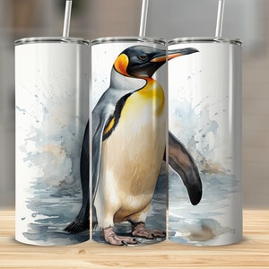 Emperor Penguin Penguin Art Penguin PNG 20 Oz Ounce Skinny Tumbler Wrap Sublimation Design Digital Download Penguin Gift PNG Tumbler Wrap