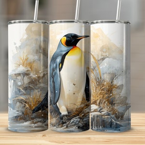 Emperor Penguin Penguin Art Penguin PNG 20 Oz Ounce Skinny Tumbler Wrap Sublimation Design Digital Download Penguin Gift PNG Tumbler Wrap
