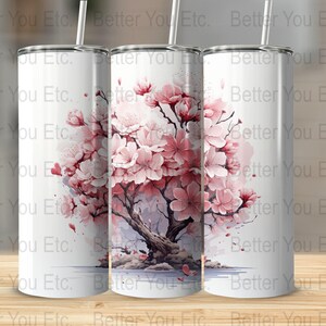 Cherry Blossom Tree Cherry Blossom20 Oz Ounce Skinny Tumbler Wrap Sublimation Design Digital Download PNG Tumbler Wrap