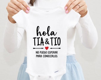 Hola Tia Tio Baby Body, Spanische Schwangerschaftsankündigung an Tante Onkel, No Puedo Esperar, Spanisches Babygeschenk, Größe 0-3 M