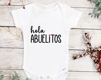 Hola Abuelitos Baby Bodysuit, Spanish Pregnancy Announcement To Grandparents,  Pregnancy Reveal For Grandparents