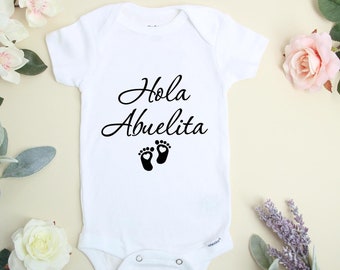 Hola Abuelita Baby Body, Spanische Schwangerschaftsankündigung Oma, Spanische Babyankündigung, Größe 0-3 Monate
