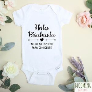 Hola Bisabuela Baby Outfit, Spanish Pregnancy Announcement to Great Grandma, No Puedo Esperar, Valentine's Day Baby Reveal, 0-3M