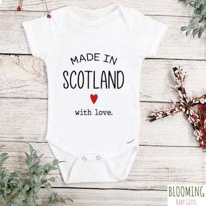 Made In Scotland Baby Bodysuit, Scottish Themed Baby Shower Gift, Made With Love Baby Clothes, Sz 0-3 M