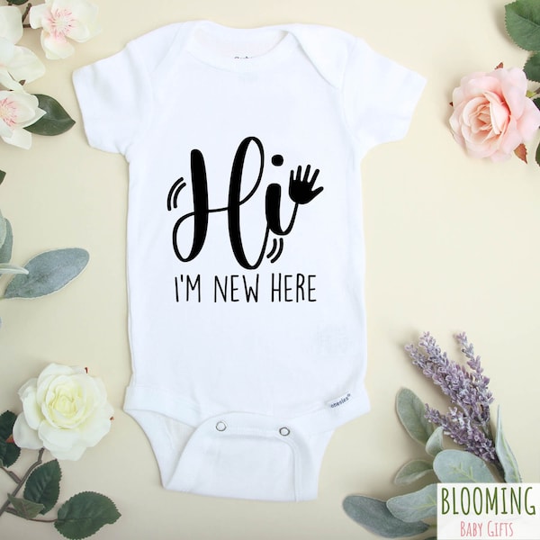 Hi I'm New Here Onesie®, Pregnancy Announcement, Pregnancy Reveal, Baby Announcement, Baby Boy Onesie®, Baby Shower Gift