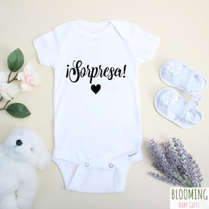 Sorpresa Spanish Baby Bodysuit, Pregnancy Announcement, Spanish Baby Reveal Outfit, Baby Announcement Gift, Anuncio De Embarazo, Size 0-3 M