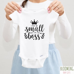 Small Boss Baby Baby Bodysuit, I May Be Small But I&#39;m The Boss Bodysuit Bodysuit, Pregnancy Announcement Gift,  Size 0-3